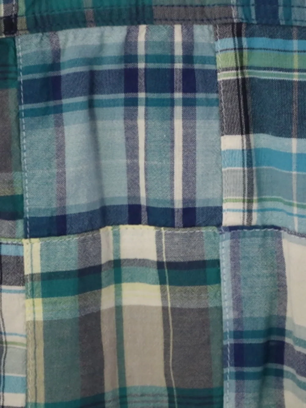 J Crew Patchwork Button Up Men’s Shirt Medium Cotton XS Blue Green Yellow White